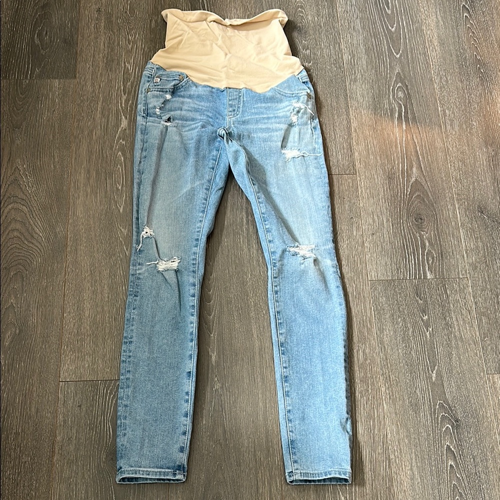 AG Maternity Light Blue Distressed Jeans